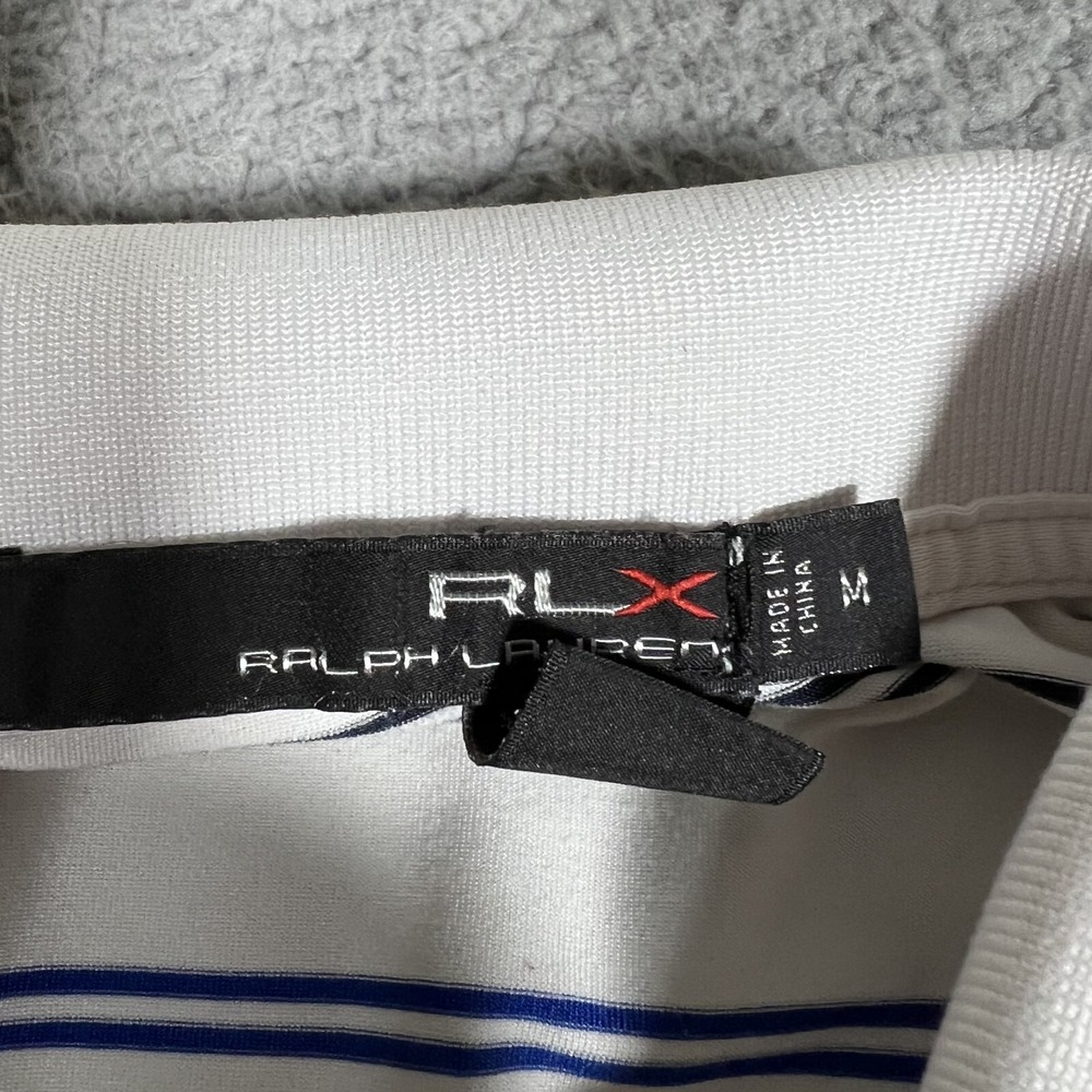 RLX Ralph Lauren‎ Shirt Mens Medium White Striped Sherwood CC Golf Polo Stretch - Picture 10 of 12